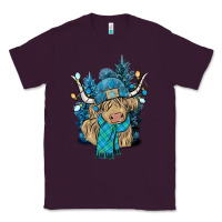 Plum Winter long haired Cow Classic Tee - NancyCooperArtShop