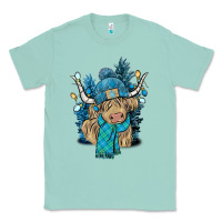 Seafoam Winter long haired Cow Classic Tee - NancyCooperArtShop