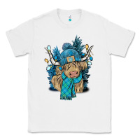 White Winter long haired Cow Classic Tee - NancyCooperArtShop