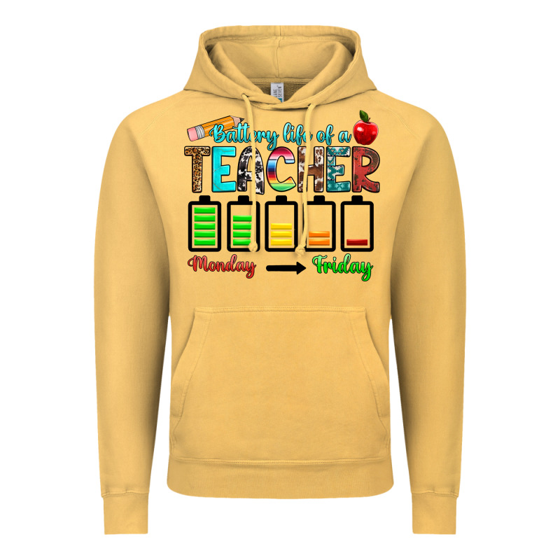 Battery Life Of A Teacher Monday Friday Vintage Hoodie by RanaPortraitStore | Teevron