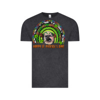 Vintage Black Western Happy St. Patrick's Day Cow Rainbow Vintage Tee - Artiststas