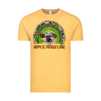 Vintage Mustard Western Happy St. Patrick's Day Cow Rainbow Vintage Tee - Artiststas