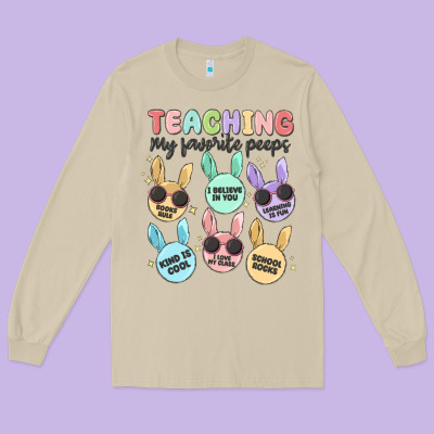 Teahing My Favorite Peeps Long Sleeve Tee Designed By Maliassmallbusiness