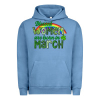 Pigment Pebble Blue Blessed women are born in March Urban Hoodie - CowGirlArtShop