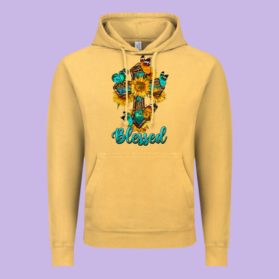 Cross With Butterfly Blessed Vintage Hoodie Designed By Bundleandbundleshop