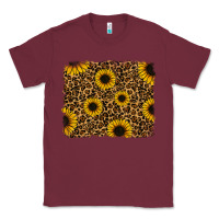 Burgundy leopard sunflowers background Classic Tee - RanaPortraitStore