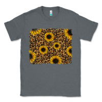 Charcoal Heather leopard sunflowers background Classic Tee - RanaPortraitStore