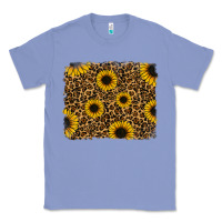 Colony Blue leopard sunflowers background Classic Tee - RanaPortraitStore
