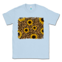 Dusty Blue leopard sunflowers background Classic Tee - RanaPortraitStore