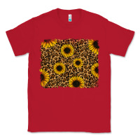 Red leopard sunflowers background Classic Tee - RanaPortraitStore