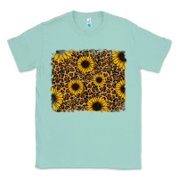 Seafoam leopard sunflowers background Classic Tee - RanaPortraitStore