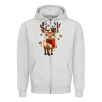Dove Grey reindeer in christmas Zipper Hoodie - MaliasSmallBusiness
