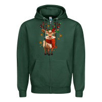 Sports Green reindeer in christmas Zipper Hoodie - MaliasSmallBusiness