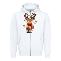 White reindeer in christmas Zipper Hoodie - MaliasSmallBusiness