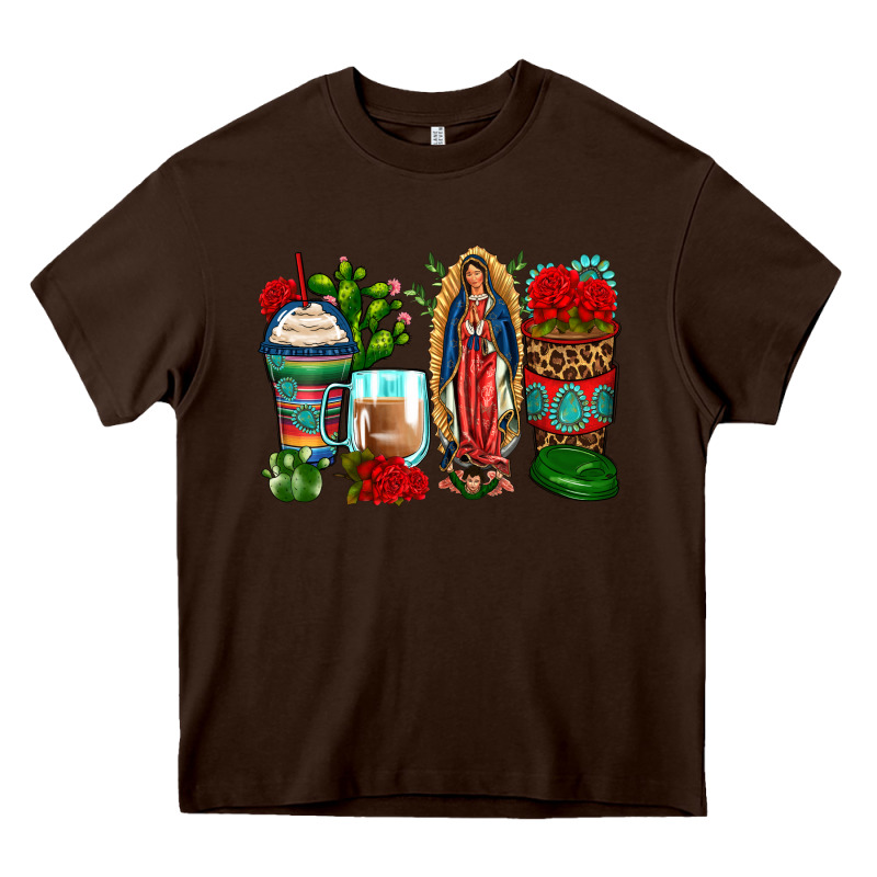 Lady Of Guadalupe Coffee Cups Heavy Core Tee by Zillion Design Studio | Teevron