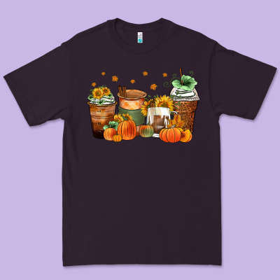 Fall Coffee Cups Premium Tee Designed By Zillion Design Studio