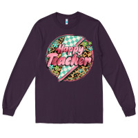 Plum happy teacher lighting bolt Long Sleeve Tee - MaliasSmallBusiness