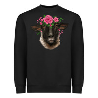 Black suffolk ewe sheep with floral headdress Heavyweight Sweatshirt - BarkalooDesign