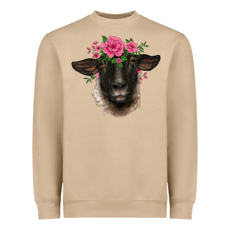 Suffolk Ewe Sheep With Floral Headdress Heavyweight Sweatshirt by BarkalooDesign | Teevron
