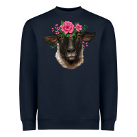 Navy suffolk ewe sheep with floral headdress Heavyweight Sweatshirt - BarkalooDesign
