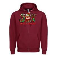 Burgundy joy to the world christmas deer Zipper Hoodie - MaliasSmallBusiness