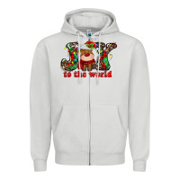 Dove Grey joy to the world christmas deer Zipper Hoodie - MaliasSmallBusiness