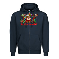 Navy joy to the world christmas deer Zipper Hoodie - MaliasSmallBusiness