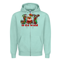 Seafoam joy to the world christmas deer Zipper Hoodie - MaliasSmallBusiness
