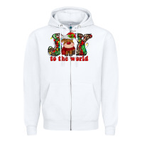 White joy to the world christmas deer Zipper Hoodie - MaliasSmallBusiness