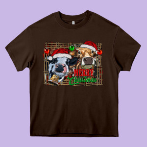 Merry Christmas Heifers Heavy Core Tee Designed By Ranaportraitstore