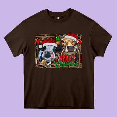 Merry Christmas Heifers Heavy Core Tee Designed By Ranaportraitstore