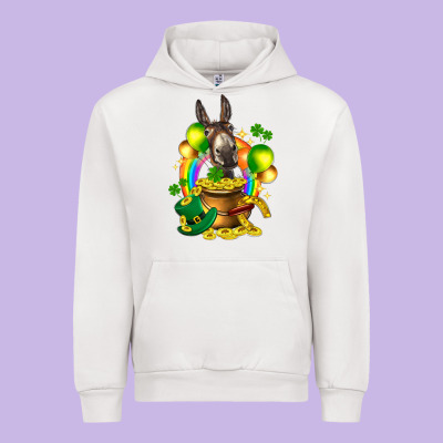 St. Patrick's Donkey With Balloon Urban Hoodie Designed By Howdyjamesfarm