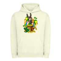 Pigment Pistachio St. Patrick's Donkey with balloon Urban Hoodie - HowdyJamesFarm