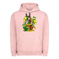 Pigment Salmon St. Patrick's Donkey with balloon Urban Hoodie - HowdyJamesFarm