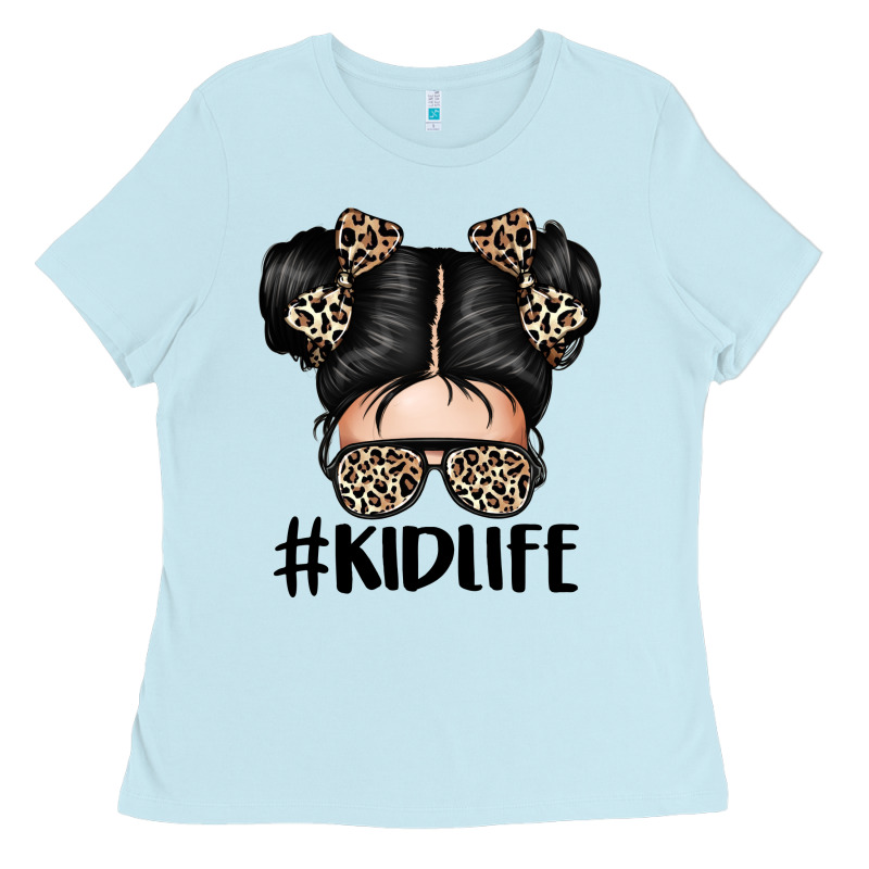Kid Life Leopard Messy Bun Ladies Tee by texasbilliewilder | Teevron