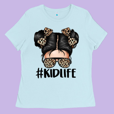 Kid Life Leopard Messy Bun Ladies Tee Designed By Texasbilliewilder