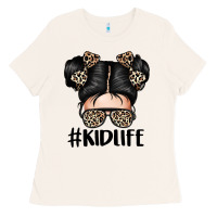 Bone kid life leopard messy bun Ladies Tee - texasbilliewilder
