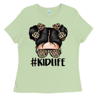 Matcha kid life leopard messy bun Ladies Tee - texasbilliewilder