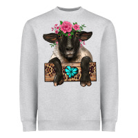 Heather Grey suffolk ewe peeking with floral headdress Heavyweight Sweatshirt - BarkalooDesign