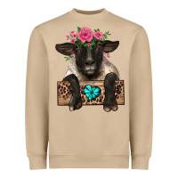 Suffolk Ewe Peeking With Floral Headdress Heavyweight Sweatshirt | Teevron