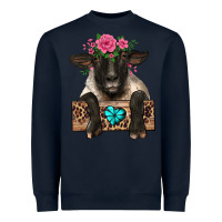 Navy suffolk ewe peeking with floral headdress Heavyweight Sweatshirt - BarkalooDesign