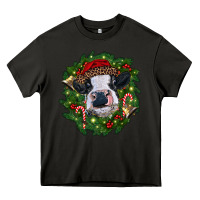 Asphalt heifer cow with Christmas wreath Heavy Core Tee - RanaPortraitStore