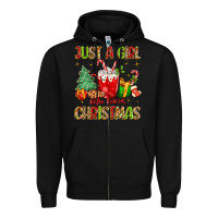 Black just a girl who loves christmas Zipper Hoodie - MaliasSmallBusiness