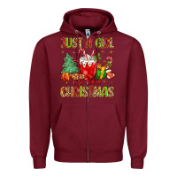 Burgundy just a girl who loves christmas Zipper Hoodie - MaliasSmallBusiness