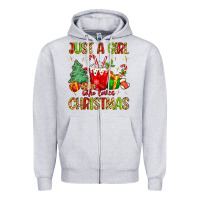 Heather Grey just a girl who loves christmas Zipper Hoodie - MaliasSmallBusiness