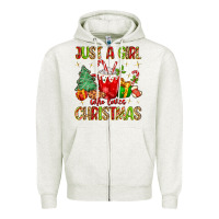 Oatmeal Heather just a girl who loves christmas Zipper Hoodie - MaliasSmallBusiness