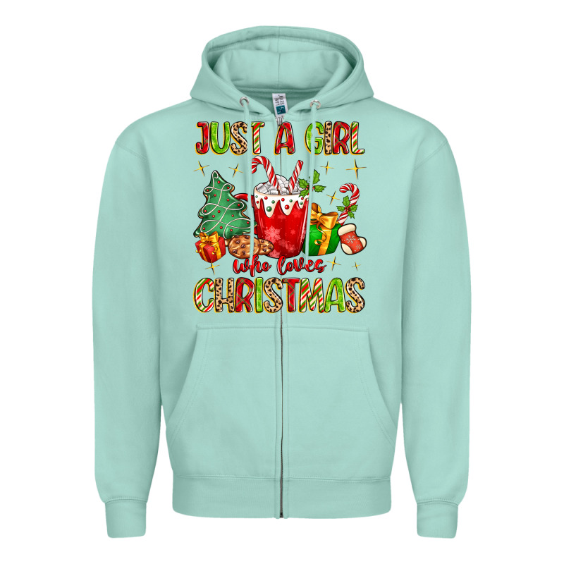 Just A Girl Who Loves Christmas Zipper Hoodie by MaliasSmallBusiness | Teevron