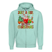 Seafoam just a girl who loves christmas Zipper Hoodie - MaliasSmallBusiness
