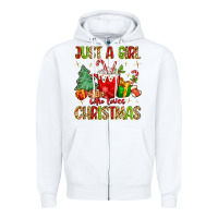 White just a girl who loves christmas Zipper Hoodie - MaliasSmallBusiness