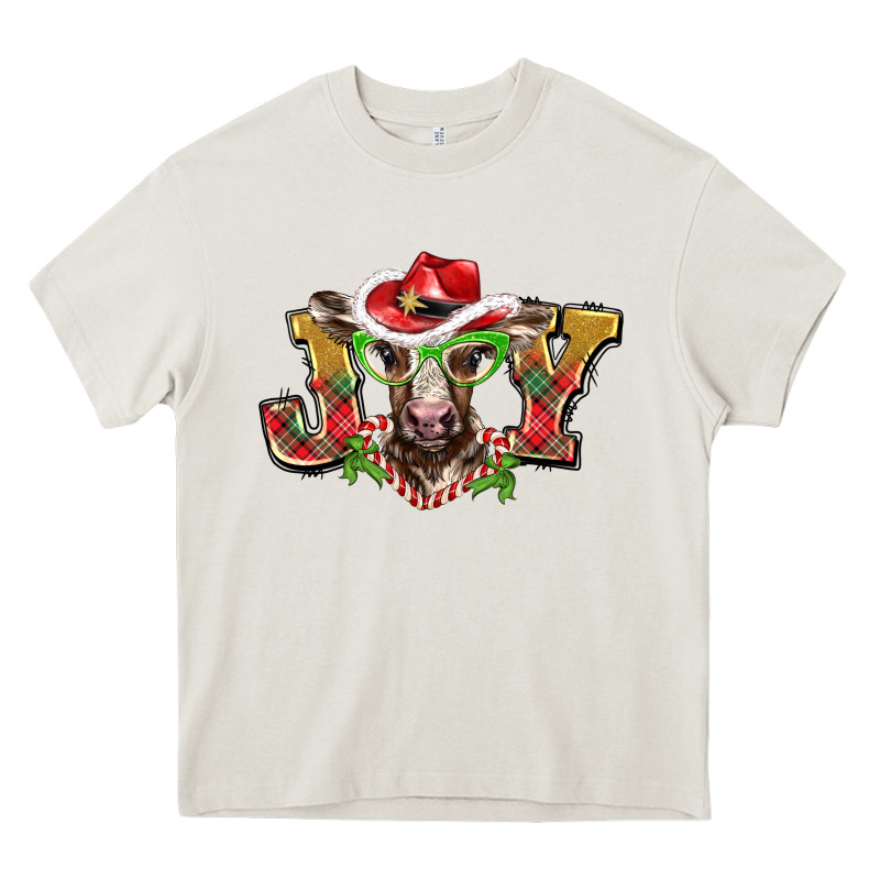 Christmas Joy Baby Cow Heavy Core Tee by BarkalooDesign | Teevron